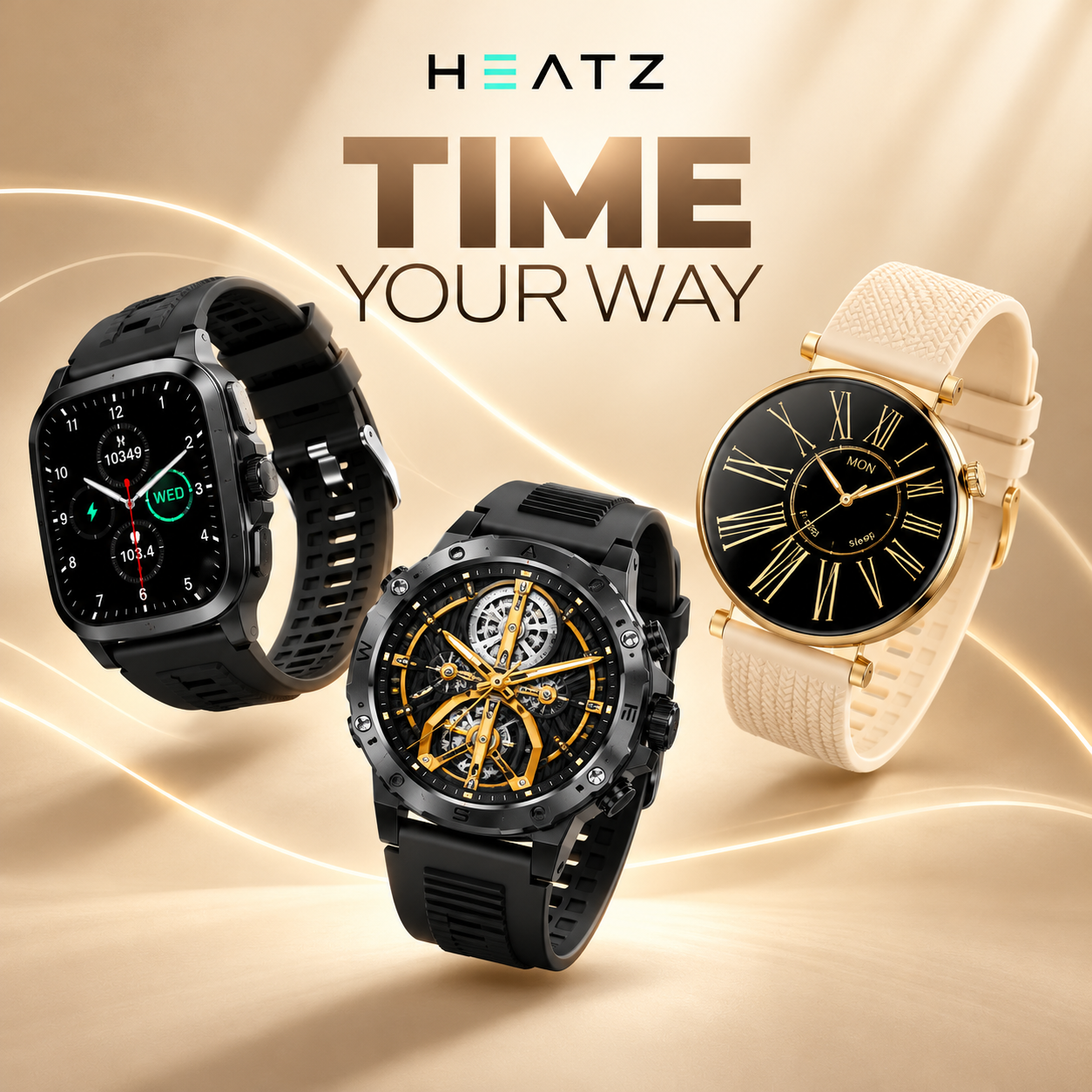 Three HEATZ smart watches
